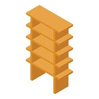 Modern empty wooden bookshelf standing in isometric view vector