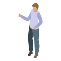 Office worker showing thumbs up gesture isometric icon vector