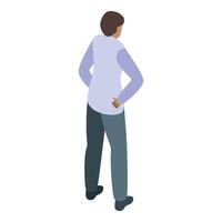 Businessman looking forward standing with hands behind back vector