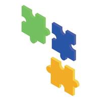 Three colorful puzzle pieces connecting, representing teamwork and problem solving vector
