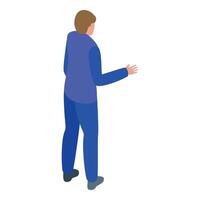 Businessman showing something with hand gesture isometric back view vector