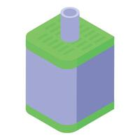 Modern factory building with pipe emitting smoke pollution isometric view vector