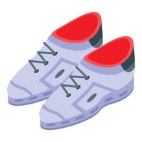 Pair of white sneakers standing on toes isometric view vector