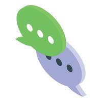 Green and purple speech bubbles overlapping representing communication vector