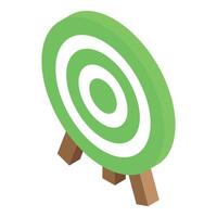 Green archery target standing on a wooden tripod is waiting for arrows vector