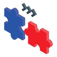 Two connecting puzzle pieces representing problem solving and teamwork vector
