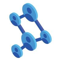 Blue user icons are connected by lines symbolizing a social network vector