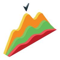Isometric chart graph showing positive trend with checkmark icon vector