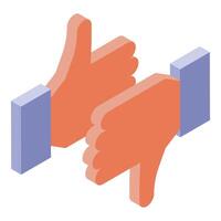 Two hands showing thumbs up and thumbs down for like and dislike buttons vector