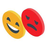 Positive and negative feedback concept with happy and sad emoticon faces smiling and frowning vector