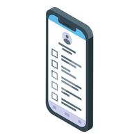 Online survey on smartphone screen with checkboxes for voting vector