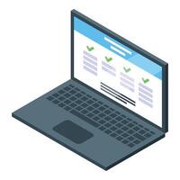 Laptop showing checklist on screen for online survey vector