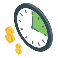 Clock showing time passing is money earning concept vector