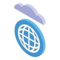 Cloud computing connecting global network with data storage and processing vector