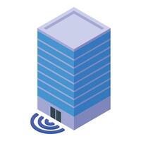 Modern office building sending out wifi signal vector