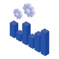 Gears generating growing bar chart symbolizing business success vector