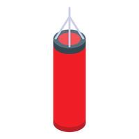 Red punching bag hanging for boxing training session vector