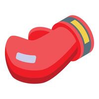 Red boxing glove lying on canvas isometric illustration vector