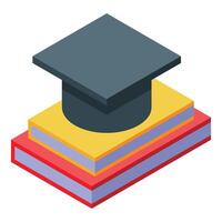 Graduation cap sitting on stack of colorful books representing education vector