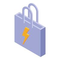 Shopping bag with lightning bolt showing power of consumption vector