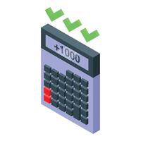 Calculator showing positive result with check marks approving vector