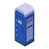 Blue portable toilet standing in isometric view vector
