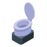 Modern toilet bowl standing on a platform with open lid vector