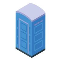 Blue public toilet showing its front door in isometric view vector