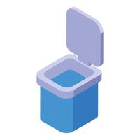 Open blue container isometric icon showing inside vector