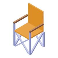 Folding camping chair standing on white background vector