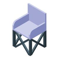 Folding camping chair standing on white background vector