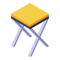 Yellow stool with metal legs crossing isometric illustration vector