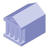 Isometric bank building with columns representing finance and investment vector