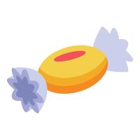 Yellow round candy with red center is lying on white background vector