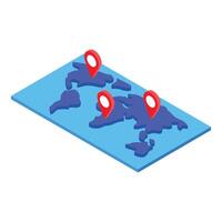 World map with location pointers showing global connection concept vector