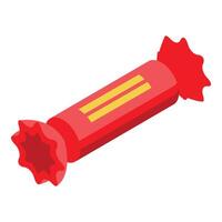 Red wrapped candy bar with golden stripes isometric view vector