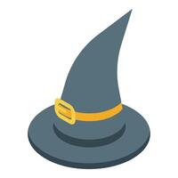 Pointy wizard hat with golden buckle is waiting for its owner vector