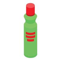 Green bottle with red cap standing on white background vector
