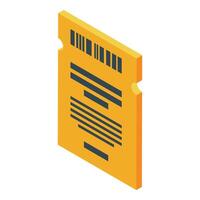 Yellow event ticket with barcode allowing access vector