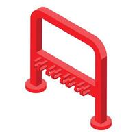 Red bicycle parking rack isometric view vector