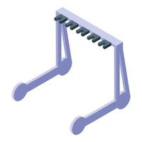 Empty surfboard storage rack isometric view vector