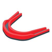 Red boxing mouth guard protecting teeth isometric view vector