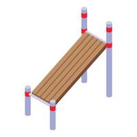Wooden bench for abdominal exercises isometric view vector