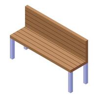 Wooden bench standing on a street with backrest isometric view vector