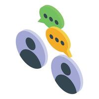 Two business people communicating exchanging messages using chat bubbles vector