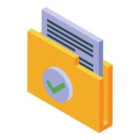 Approved document is being stored in folder with check mark vector