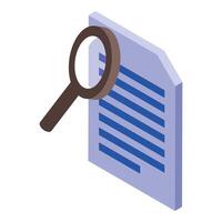 Magnifying glass analyzing document for proofreading and editing vector