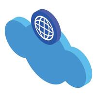 Global network cloud computing icon showing internet service vector