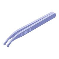 Steel cosmetic tweezers lying on white background vector