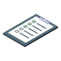 Clipboard with checklist showing positive marks for test, exam, or survey vector